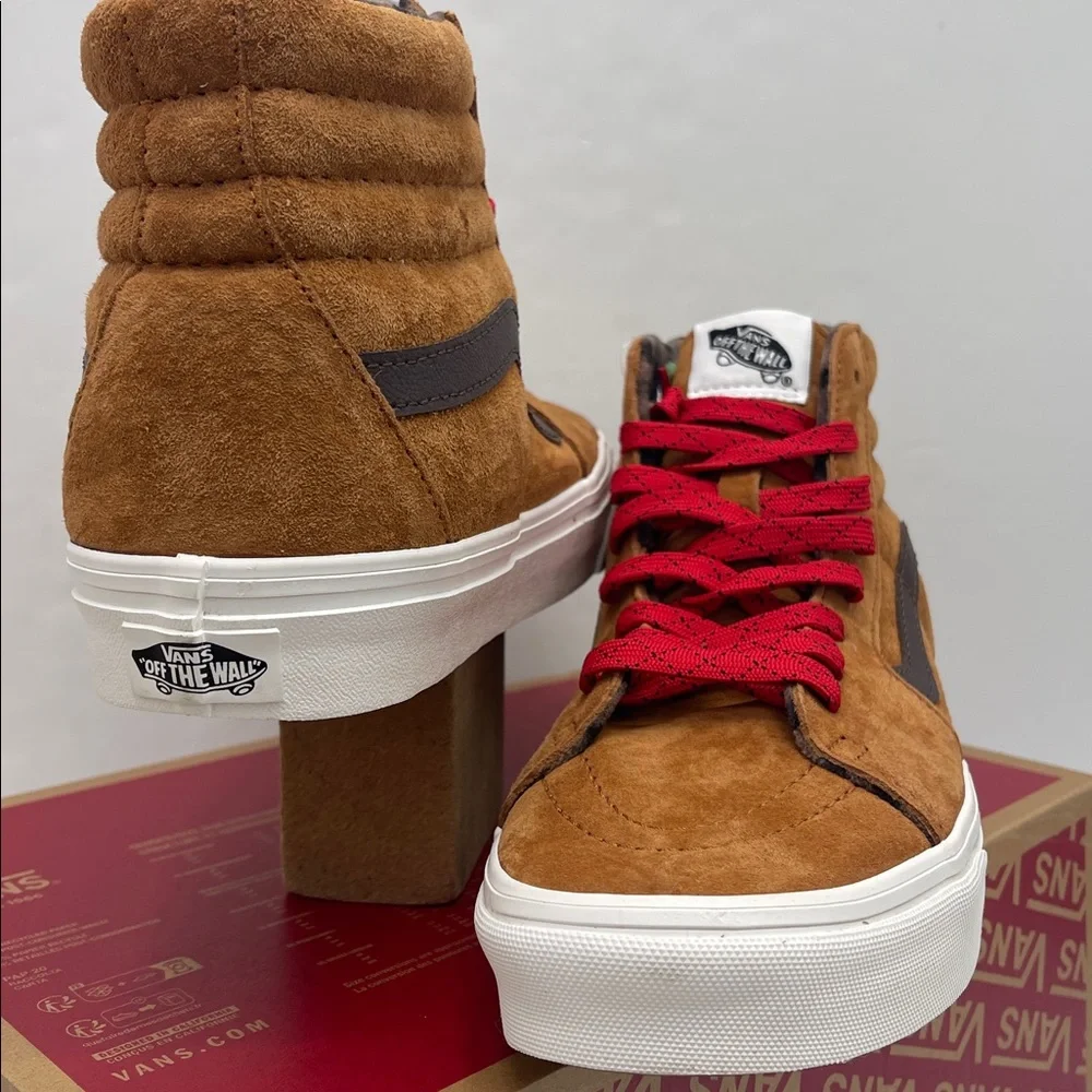 Vans Men’s Tan High-Top Sneakers Sk8-Hi
Pig Suede Plaid Glazed Glaze 
Sneakers - Picture 9 of 16